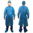 Bacterial Proof Blue Elastic Cuff Hospitals Fluid Repellent Gowns
